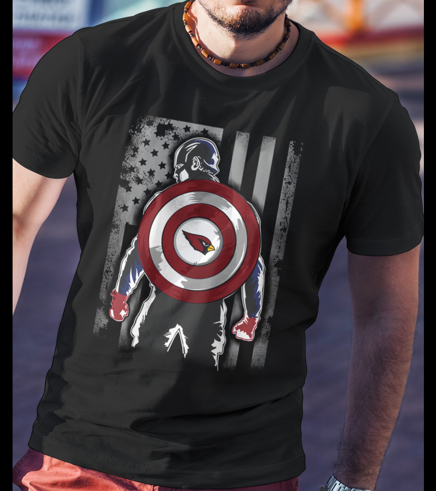 Arizona Cardinals NFL Captain America Shield American Flag T-Shirt