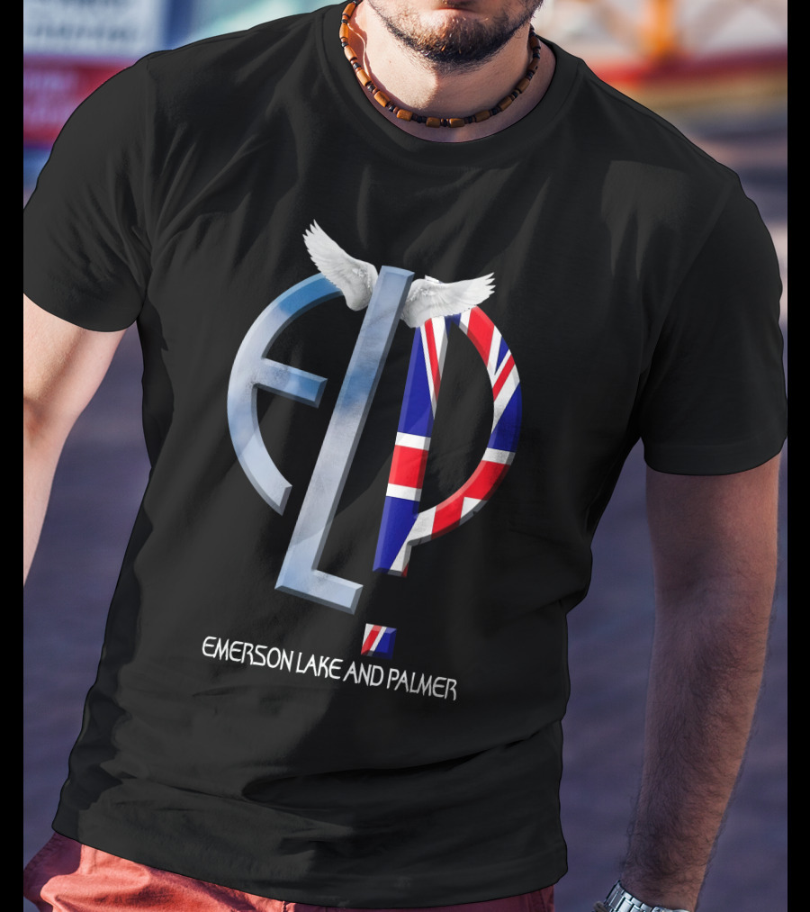 Emerson Lake And Palmer ELP Logo With Union Jack And Wings T-Shirt