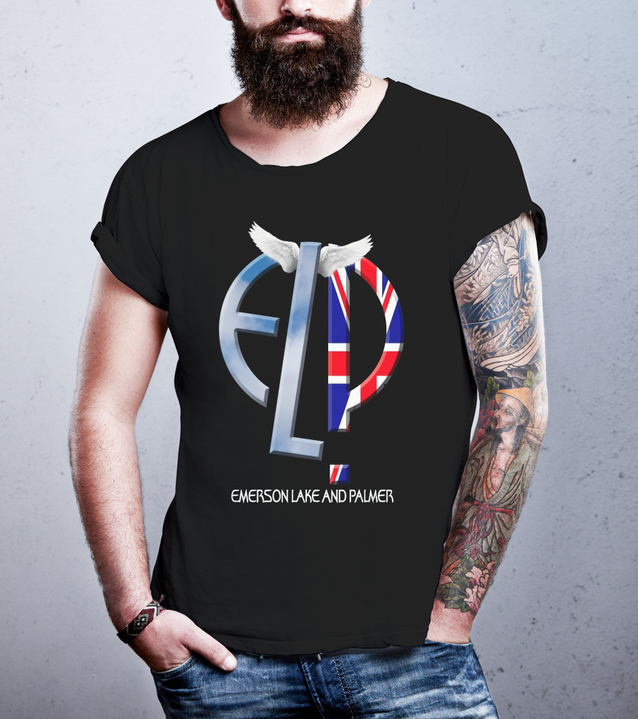 Emerson Lake And Palmer ELP Logo With Union Jack And Wings T-Shirt