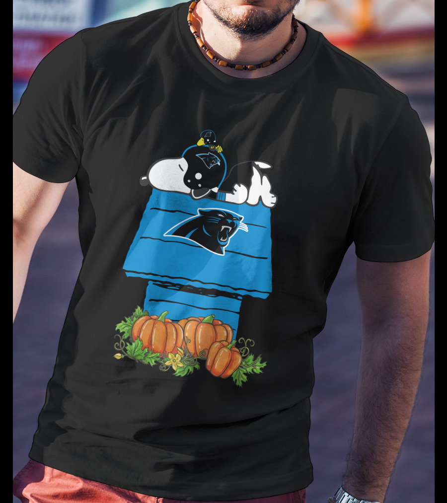 Snoopy Carolina Panthers Pumpkins Doghouse T-Shirt