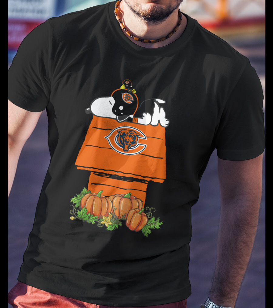 Chicago Bears Snoopy And Pumpkins House T-Shirt