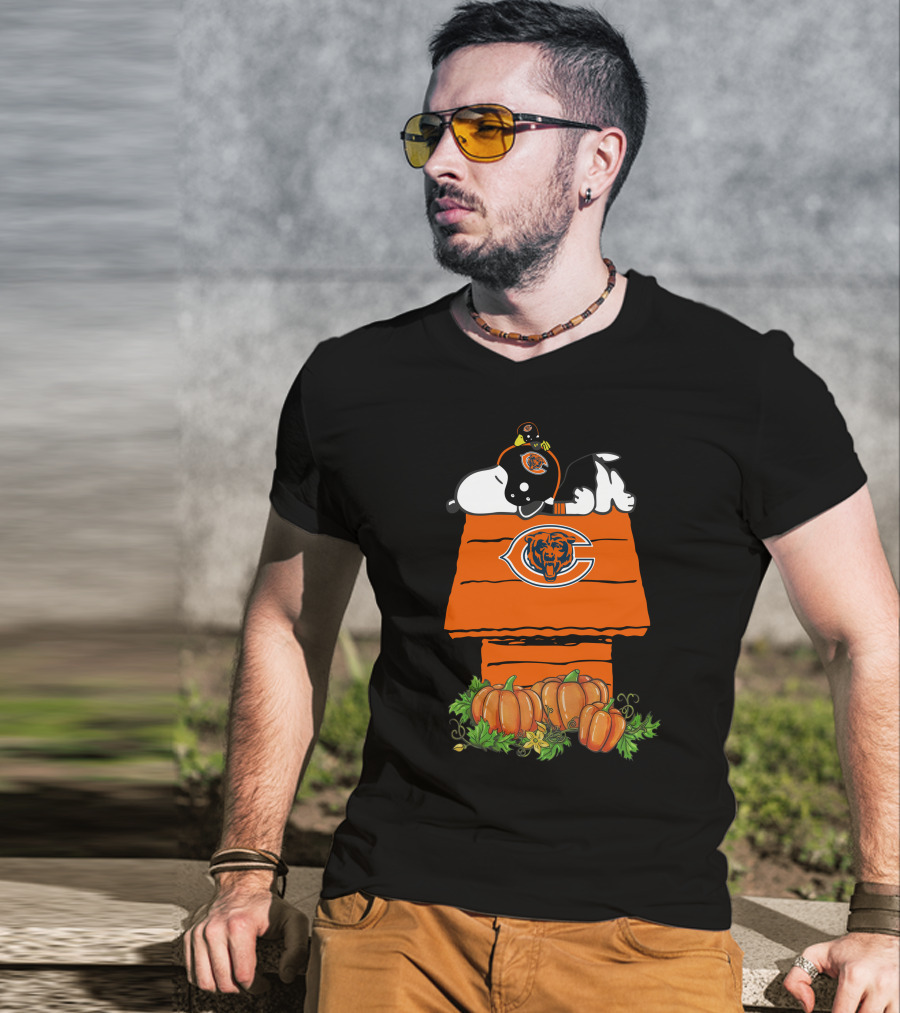 Chicago Bears Snoopy And Pumpkins House T-Shirt