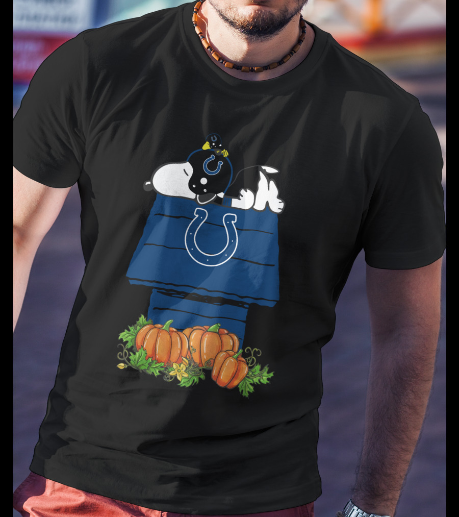 Indianapolis Colts Snoopy Doghouse Pumpkin Patch T-Shirt