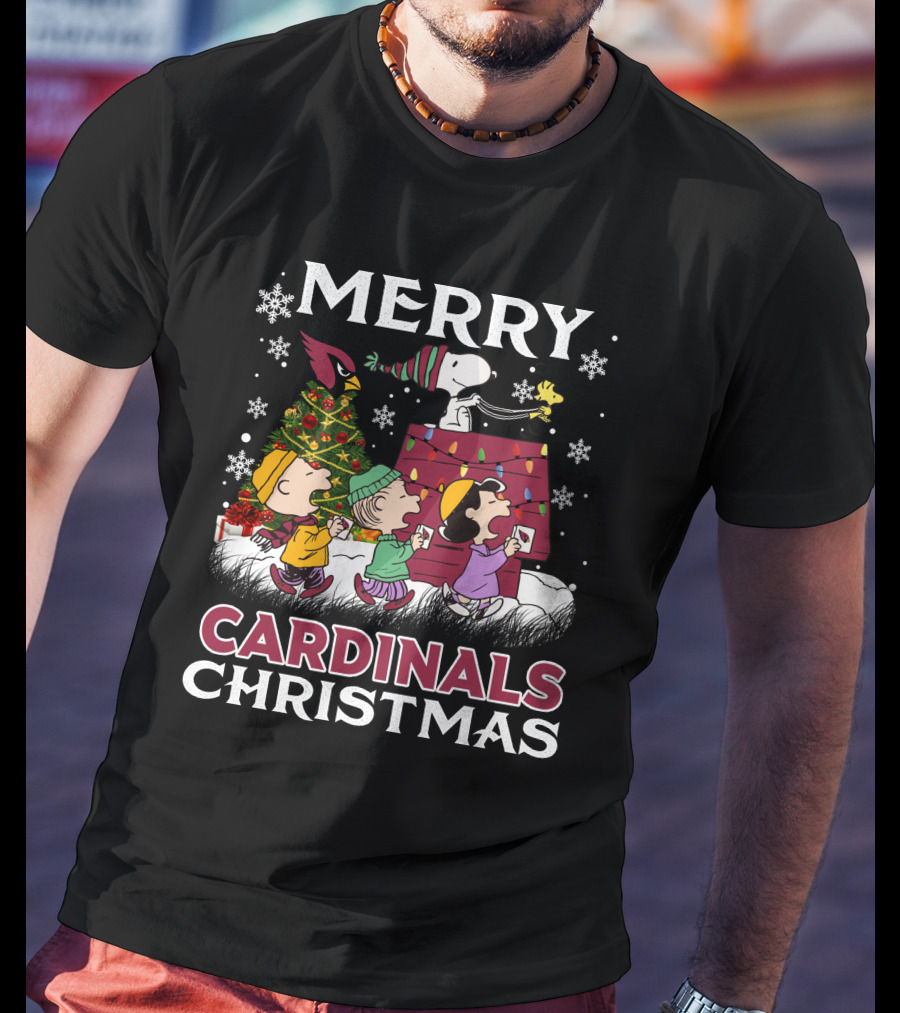 Merry Cardinals Christmas Snoopy And Friends Peanuts Holiday T-Shirt