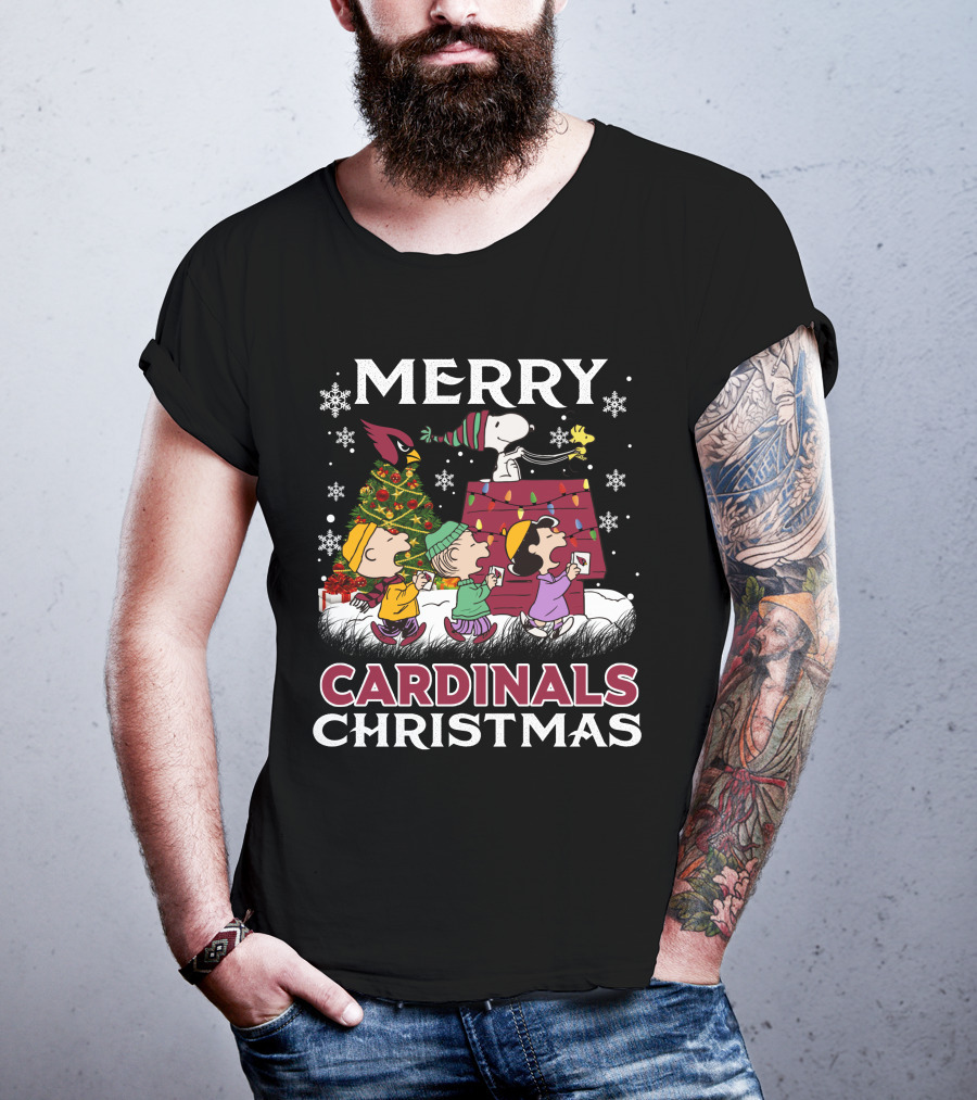Merry Cardinals Christmas Snoopy And Friends Peanuts Holiday T-Shirt