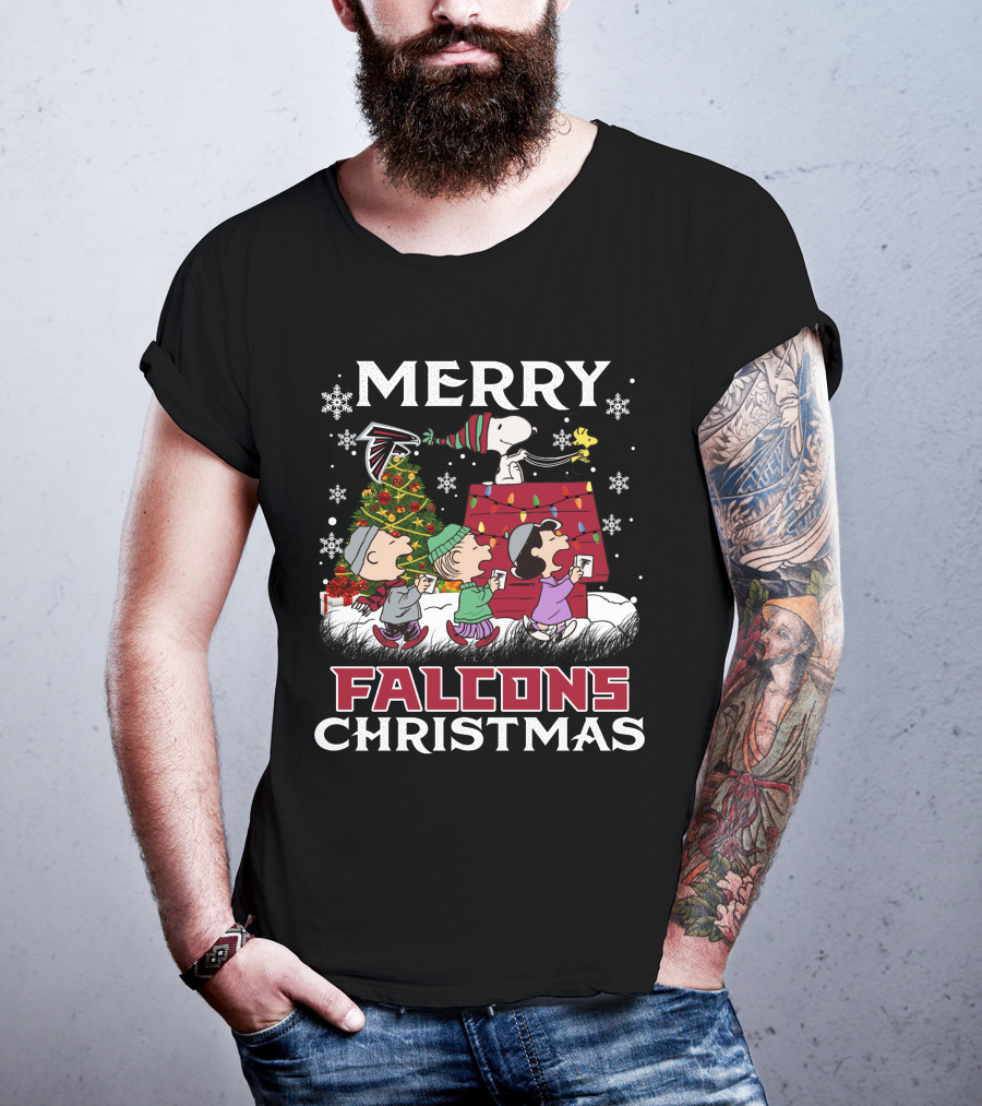 Merry Falcons Christmas Atlanta Snoopy T-Shirt