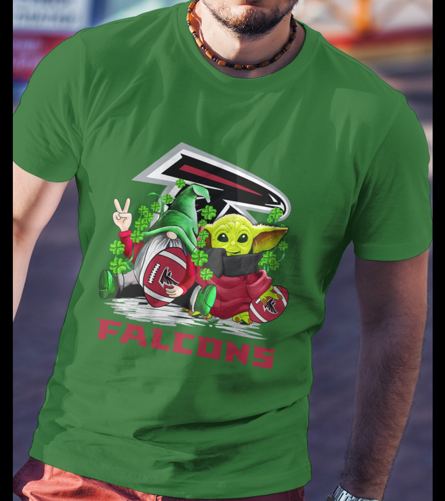 Atlanta Falcons St. Patrick's Day Football Gnome And Baby Alien T-Shirt