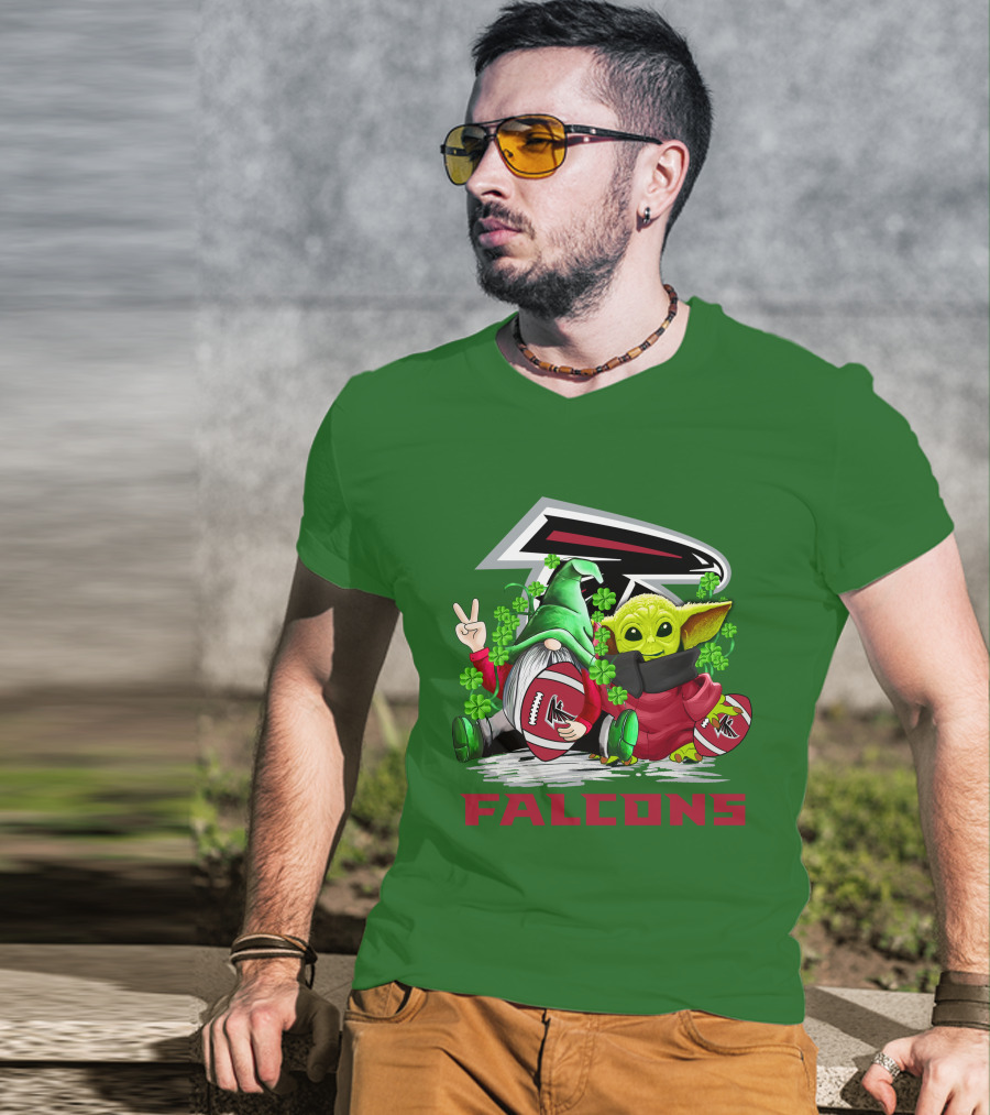 Atlanta Falcons St. Patrick's Day Football Gnome And Baby Alien T-Shirt