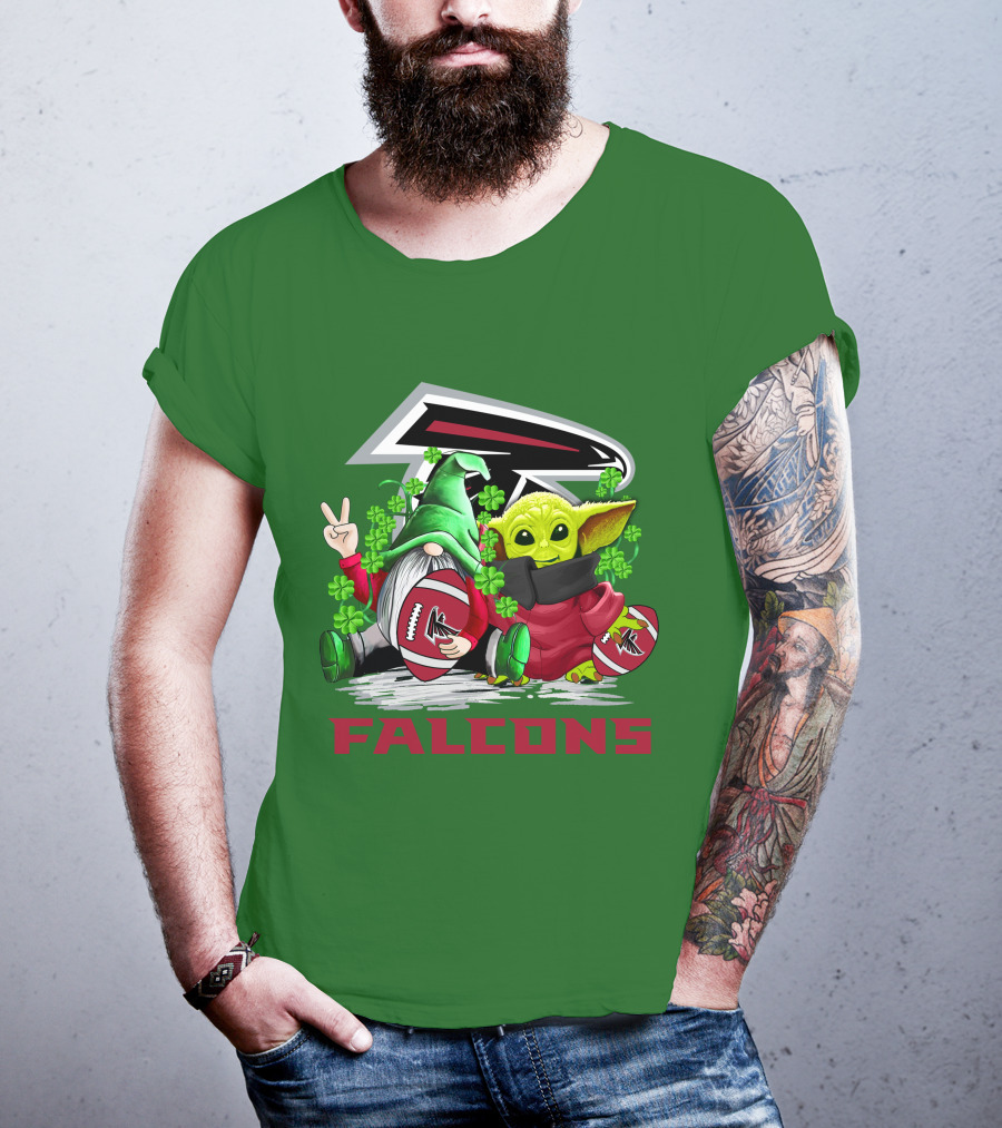Atlanta Falcons St. Patrick's Day Football Gnome And Baby Alien T-Shirt