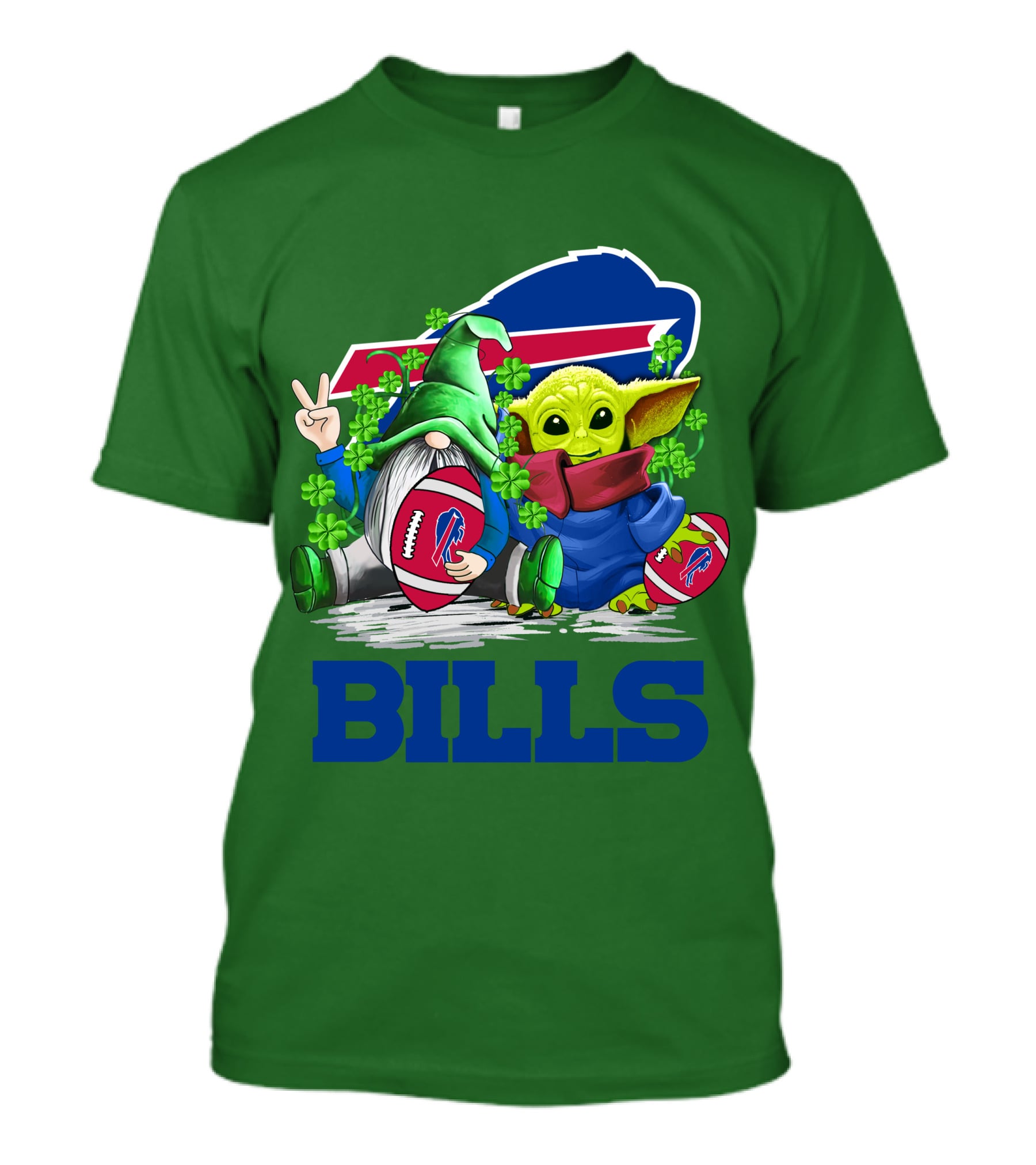 Buffalo Bills St. Patrick's Day Football With Green Gnome And Child Figure T-Shirt