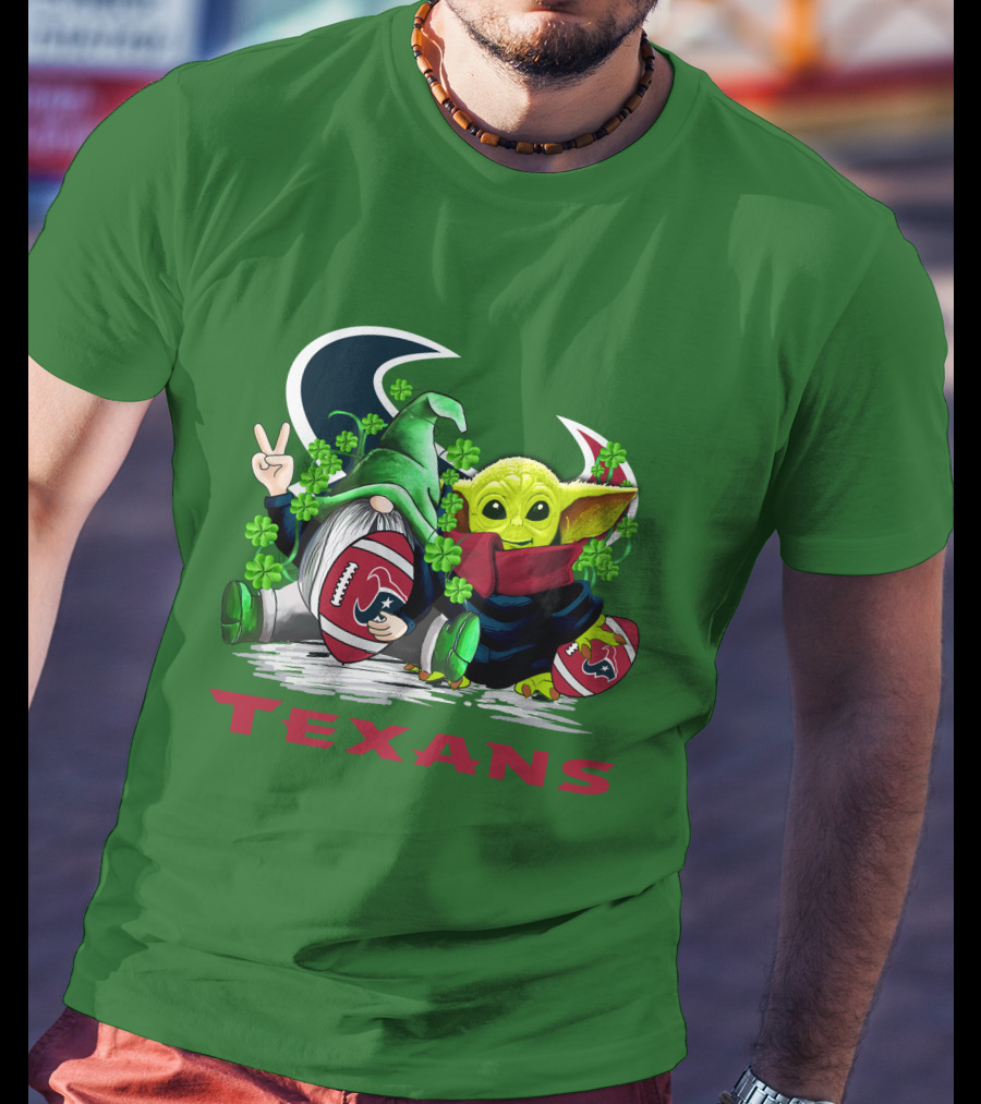Houston Texans Football Patrick’s Day Clover Gnome And Alien T-Shirt
