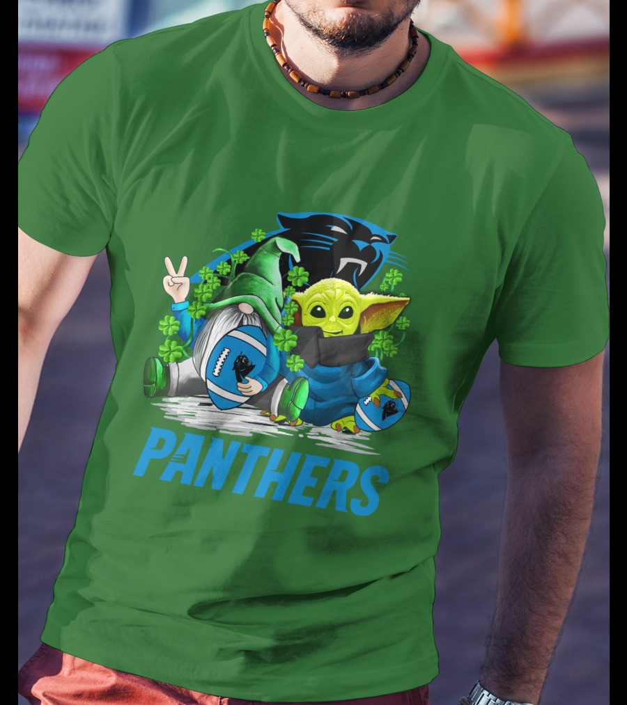 Panthers St. Patrick’s Day Football Gnome And Baby Alien T-Shirt