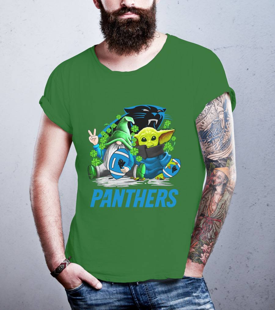 Panthers St. Patrick’s Day Football Gnome And Baby Alien T-Shirt