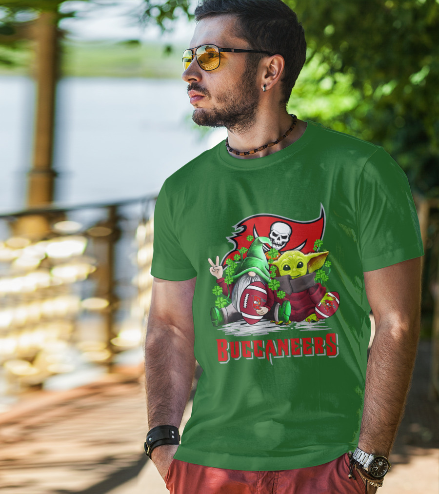Buccaneers St. Patrick's Day With Gnome And Baby Alien Football T-Shirt