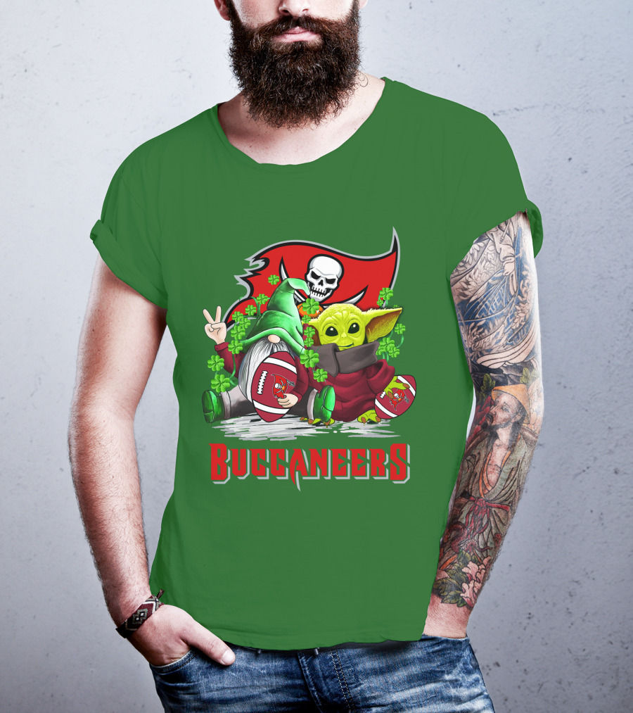 Buccaneers St. Patrick's Day With Gnome And Baby Alien Football T-Shirt