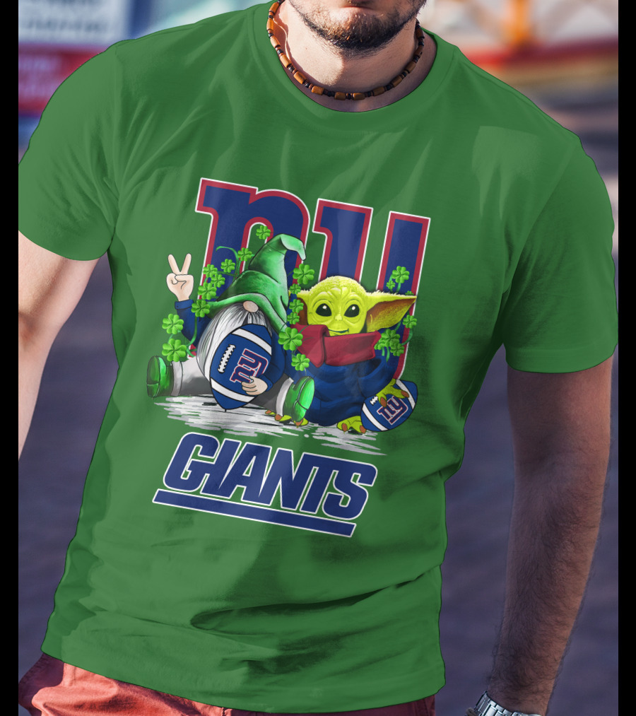 New York Giants Football St. Patrick's Day Gnome And Yoda T-Shirt
