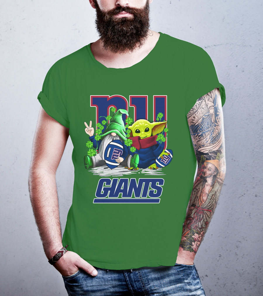 New York Giants Football St. Patrick's Day Gnome And Yoda T-Shirt
