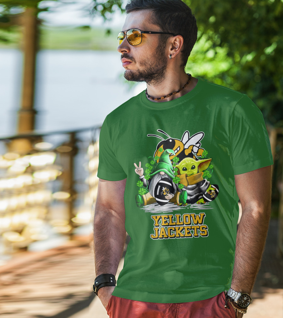 Georgia Tech Yellow Jackets St. Patrick’s Day Football Gnome And Green Baby Character T-Shirt