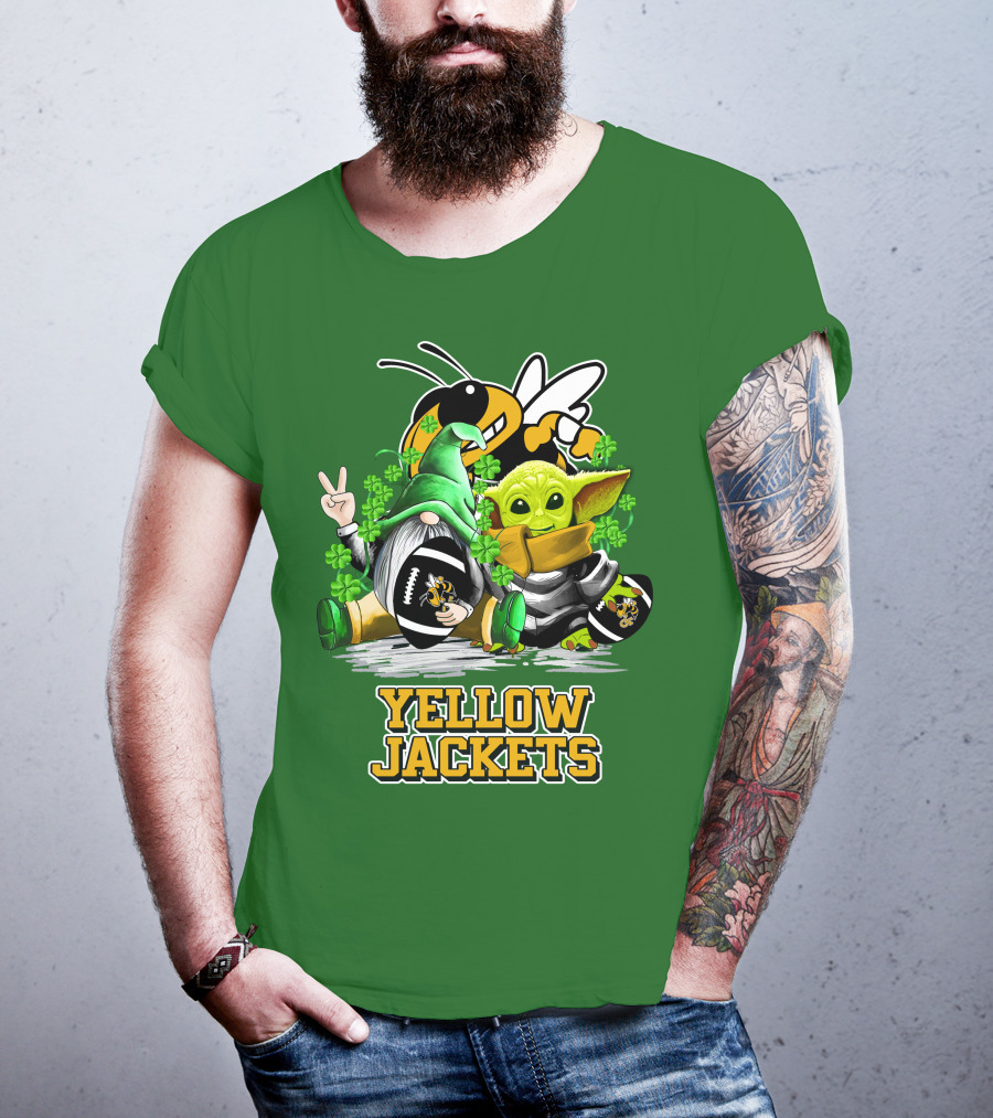 Georgia Tech Yellow Jackets St. Patrick’s Day Football Gnome And Green Baby Character T-Shirt