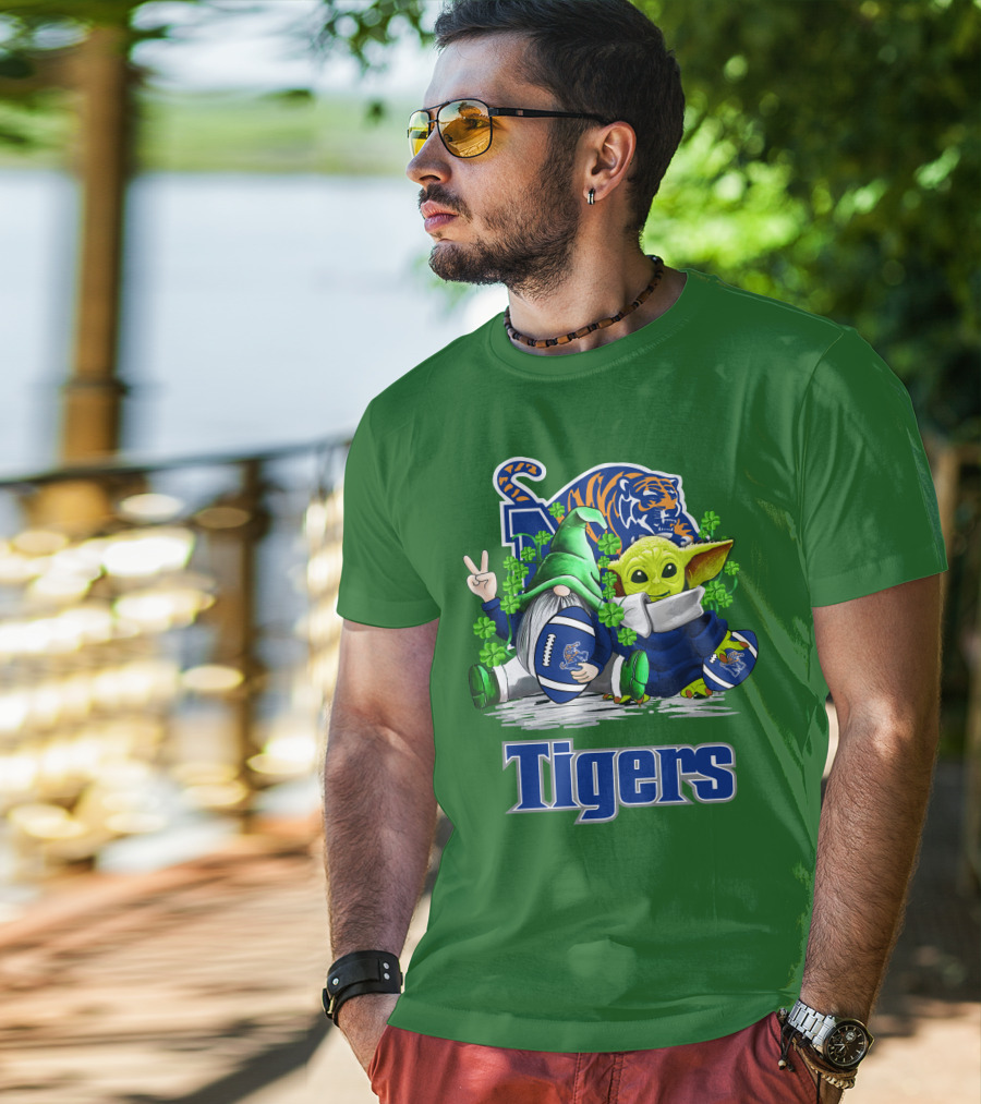 Memphis Tigers Football St. Patrick's Day Gnome And Child Icons T-Shirt
