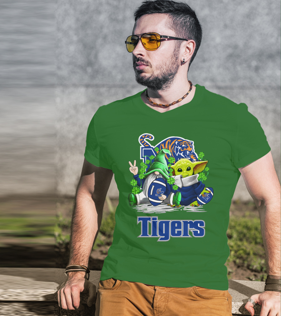 Memphis Tigers Football St. Patrick's Day Gnome And Child Icons T-Shirt