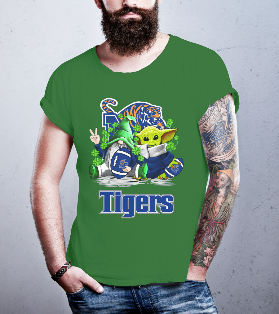 Memphis Tigers Football St. Patrick's Day Gnome And Child Icons T-Shirt