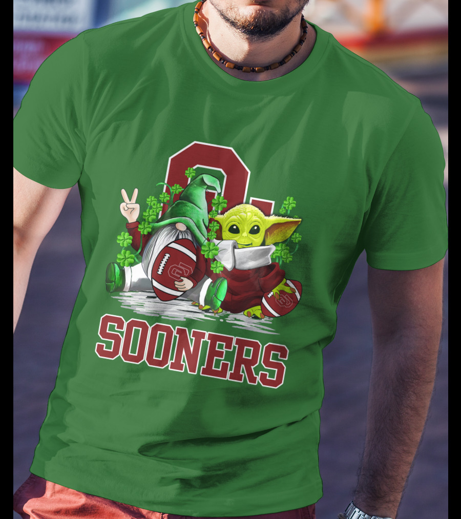 Oklahoma Sooners St. Patrick's Day Football Gnome And Alien T-Shirt