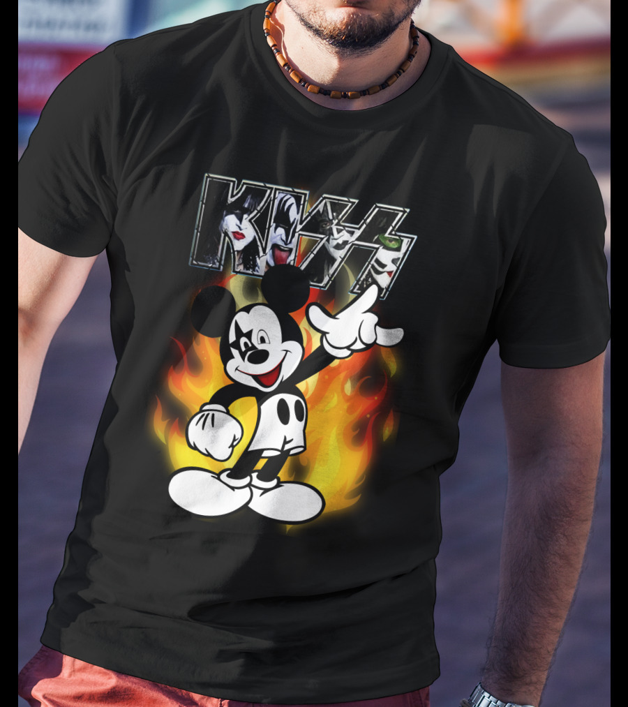 KISS Mickey Mouse Fire T-Shirt