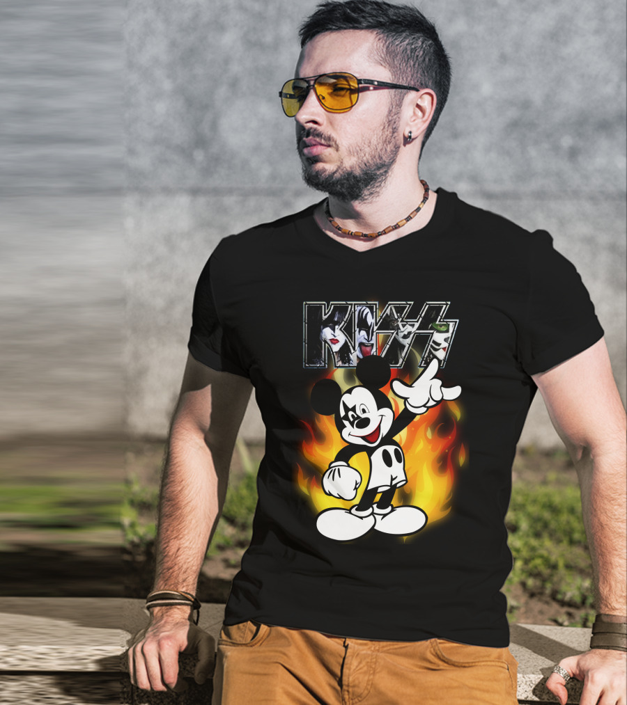 KISS Mickey Mouse Fire T-Shirt