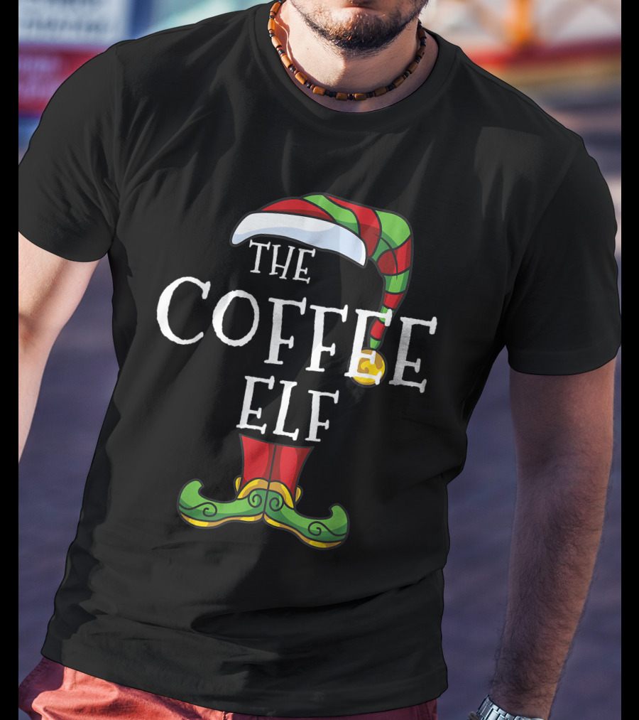 The Coffee Elf Christmas Holiday Family Pajama Party T-Shirt