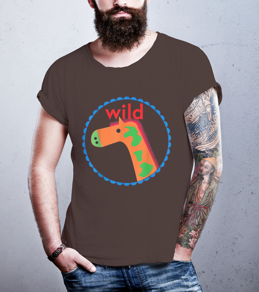 Wild Horse Multicolored Pattern Circle T-Shirt