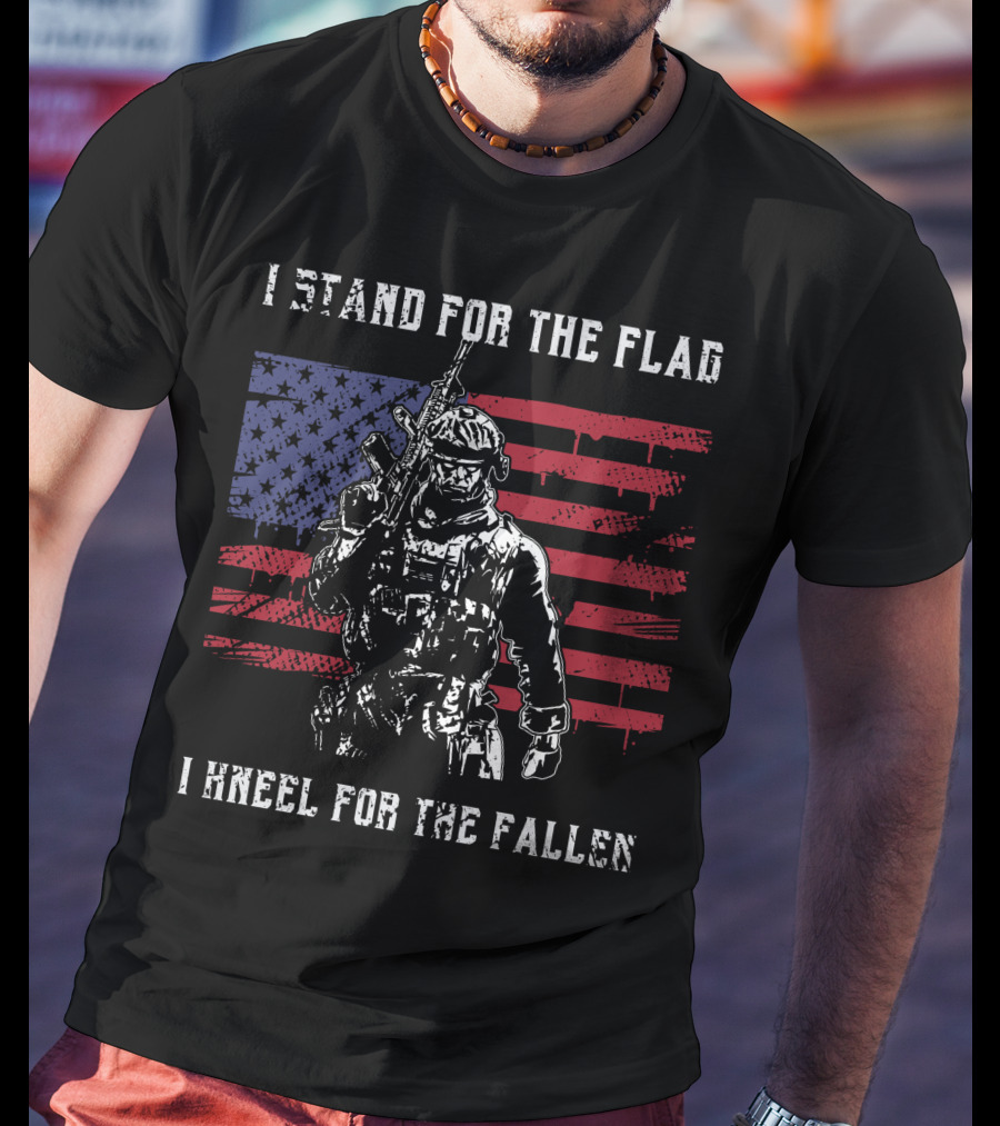 I Stand For The Flag Kneel For The Fallen American Flag Soldier Memorial Day T-Shirt