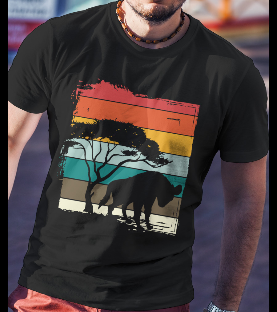 Hyenas Safari Africa Hyena Vintage Silhouette Sunset Scene T-Shirt