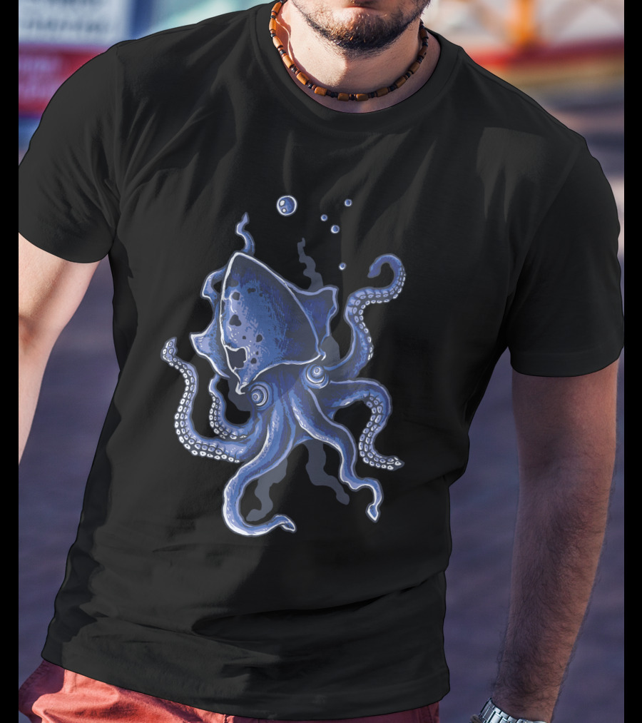 Octopus Ocean Blue Tentacles Deep Sea Mystery T-Shirt