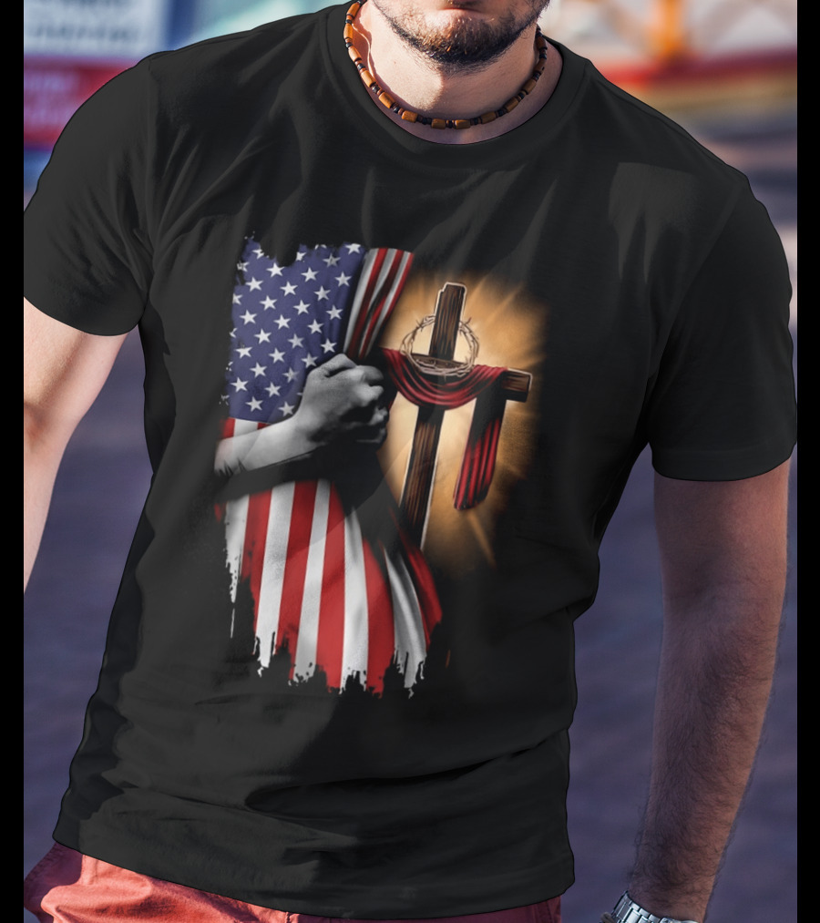 American Flag Cross Faith And Unity T-Shirt