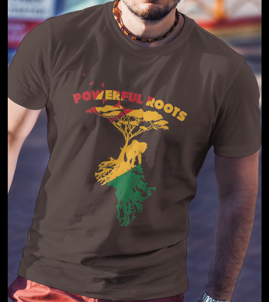 Powerful Roots Black History Month African American Elephant Tree Africa Vibes T-Shirt