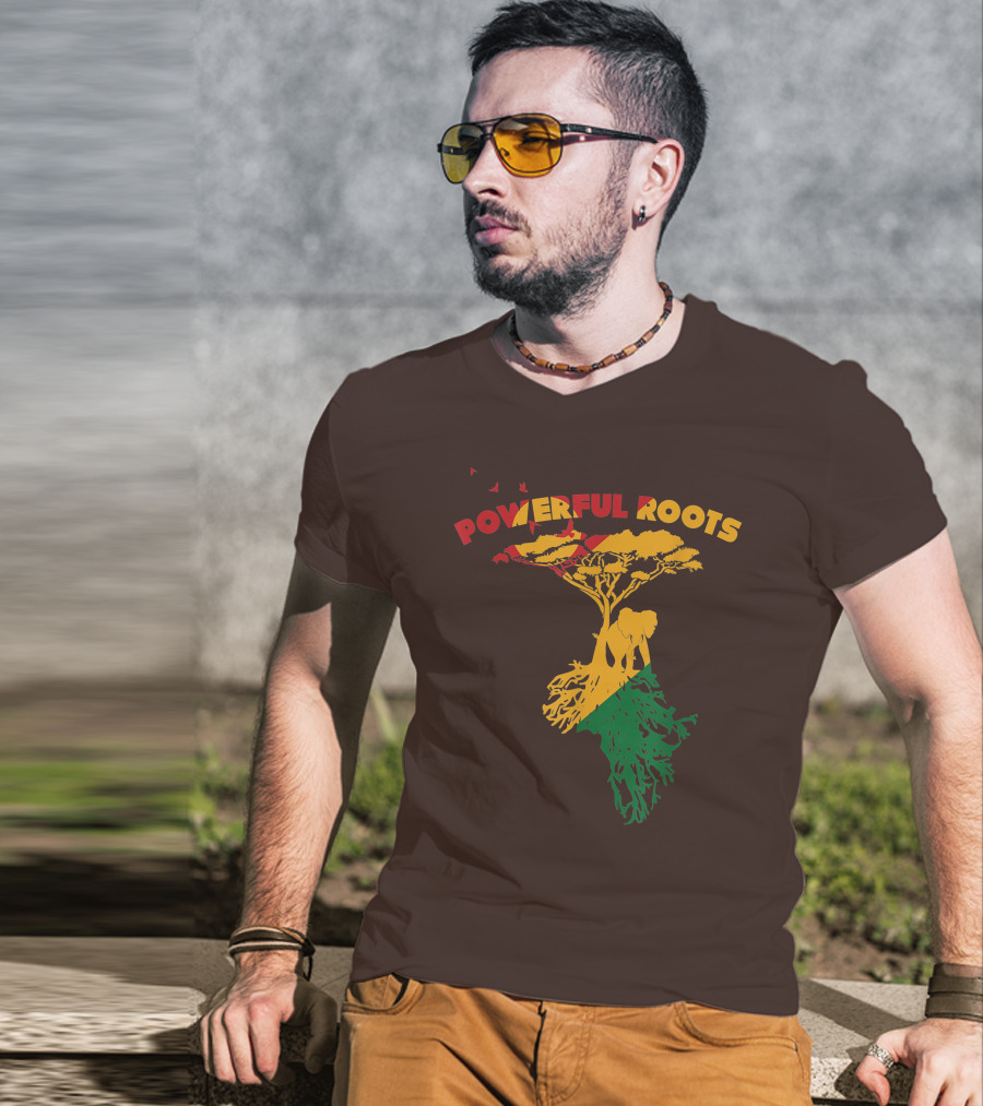 Powerful Roots Black History Month African American Elephant Tree Africa Vibes T-Shirt