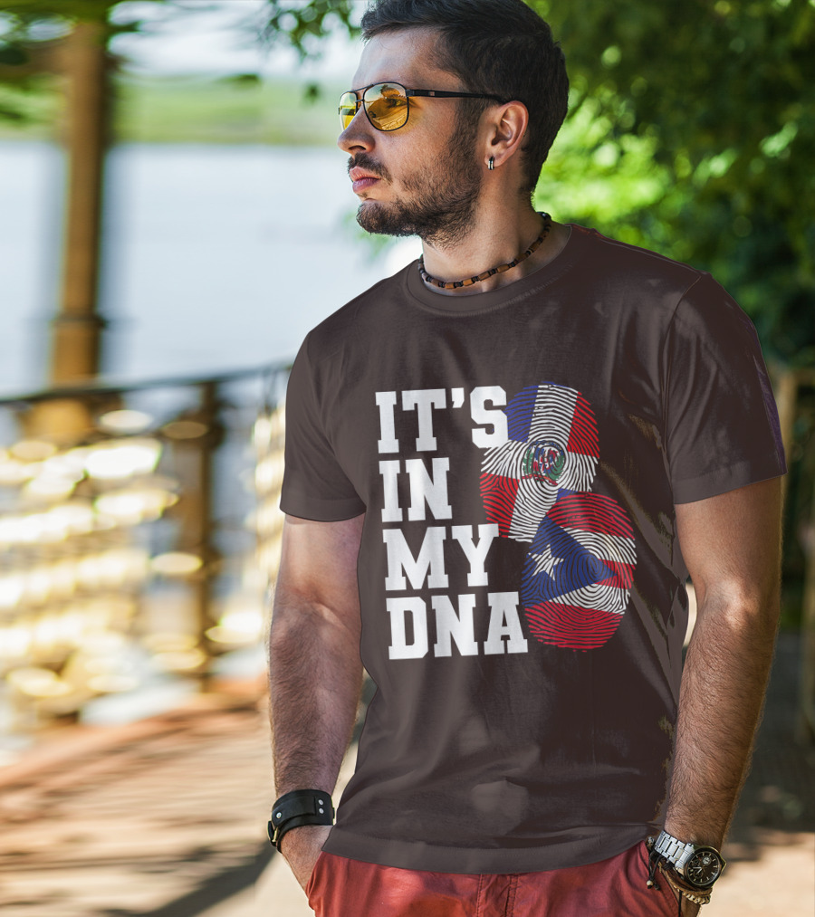 IT'S IN MY DNA Dominican Republic And Puerto Rico Fingerprints T-Shirt
