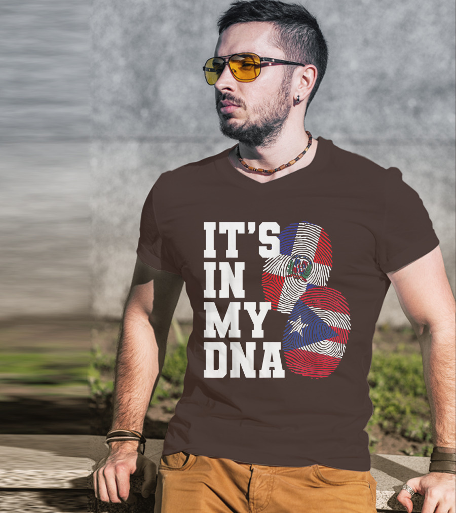 IT'S IN MY DNA Dominican Republic And Puerto Rico Fingerprints T-Shirt