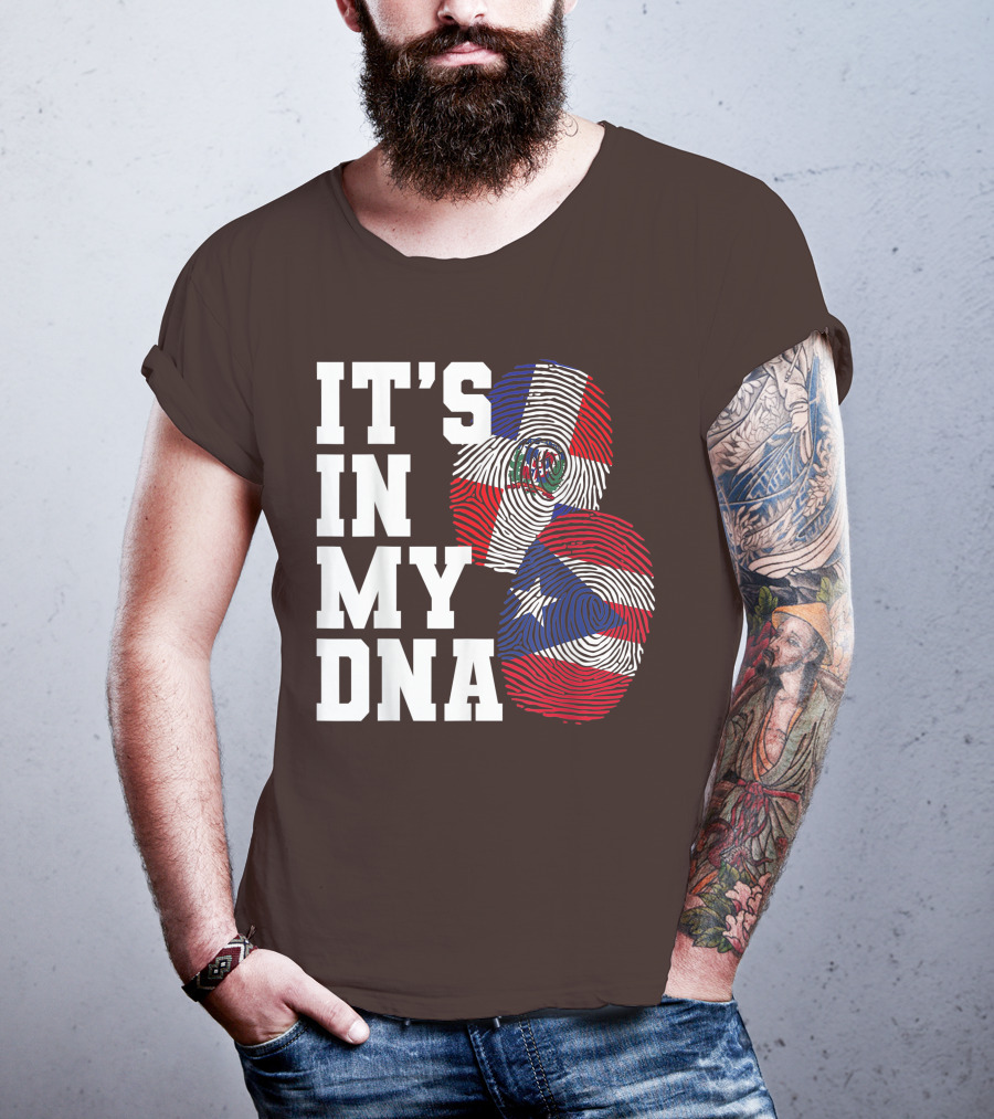 IT'S IN MY DNA Dominican Republic And Puerto Rico Fingerprints T-Shirt