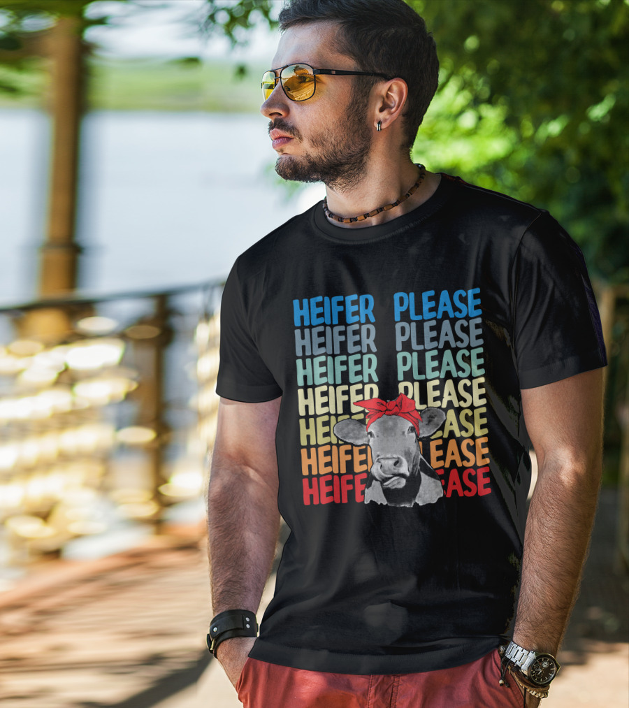 Heifer Please Heifer Please Heifer Please Heifer Please Cow With Red Bandana T-Shirt