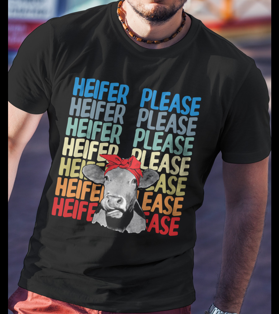 Heifer Please Heifer Please Heifer Please Heifer Please Cow With Red Bandana T-Shirt
