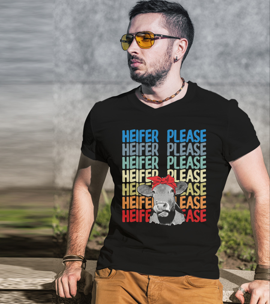 Heifer Please Heifer Please Heifer Please Heifer Please Cow With Red Bandana T-Shirt