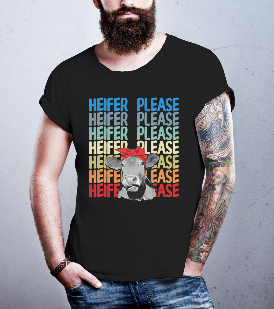 Heifer Please Heifer Please Heifer Please Heifer Please Cow With Red Bandana T-Shirt