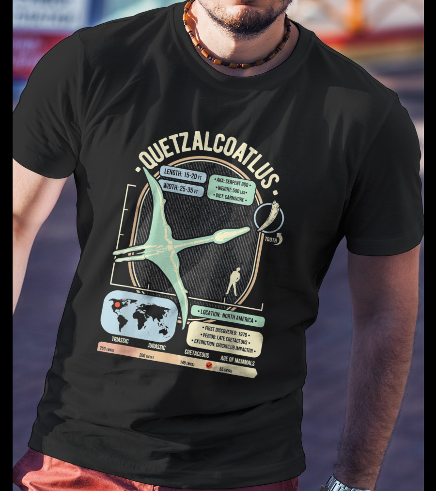 Quetzalcoatlus Dinosaur Facts Science Anatomy Serpent God Cretaceous Extinction North America History T-Shirt