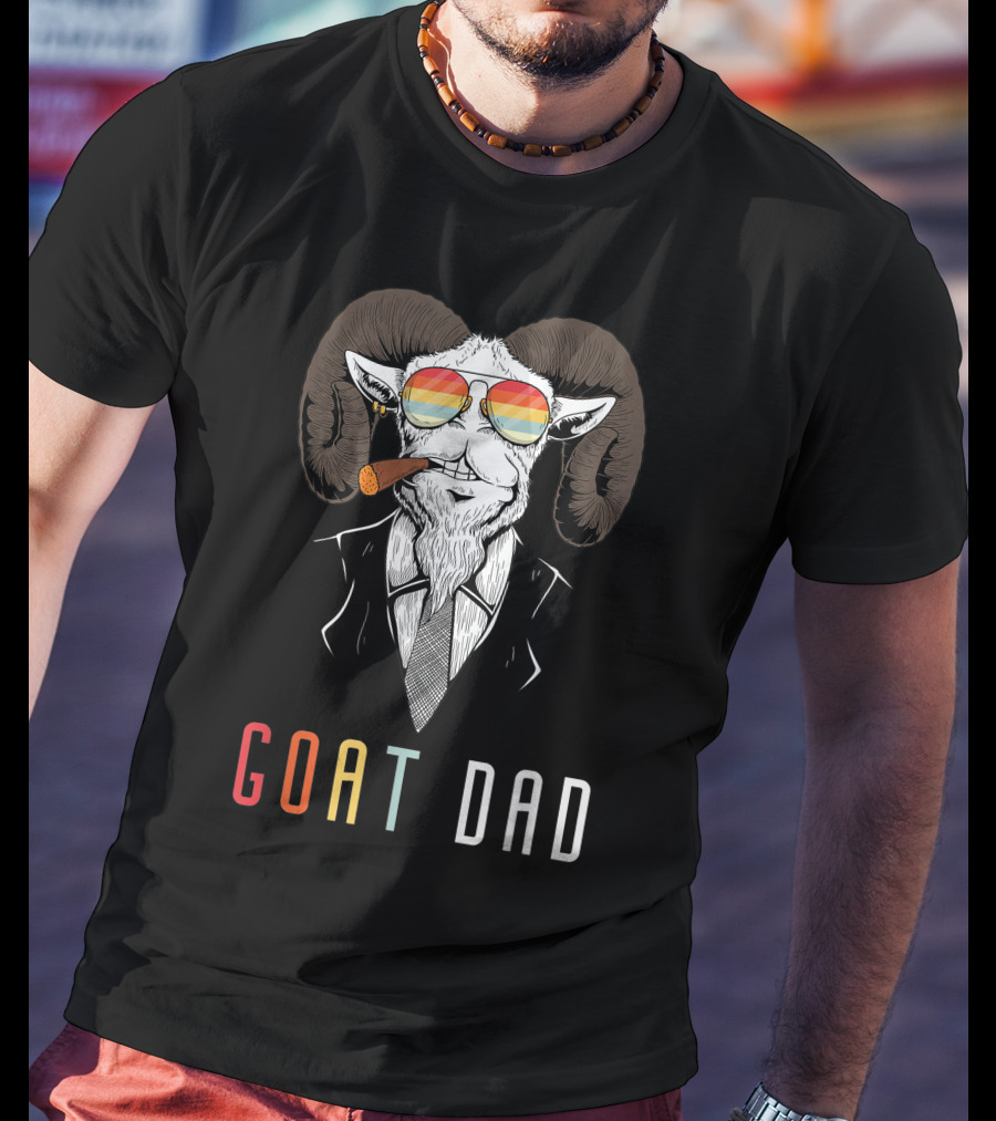 GOAT DAD Cool Sunglasses And Pipe Smoking Ram T-Shirt