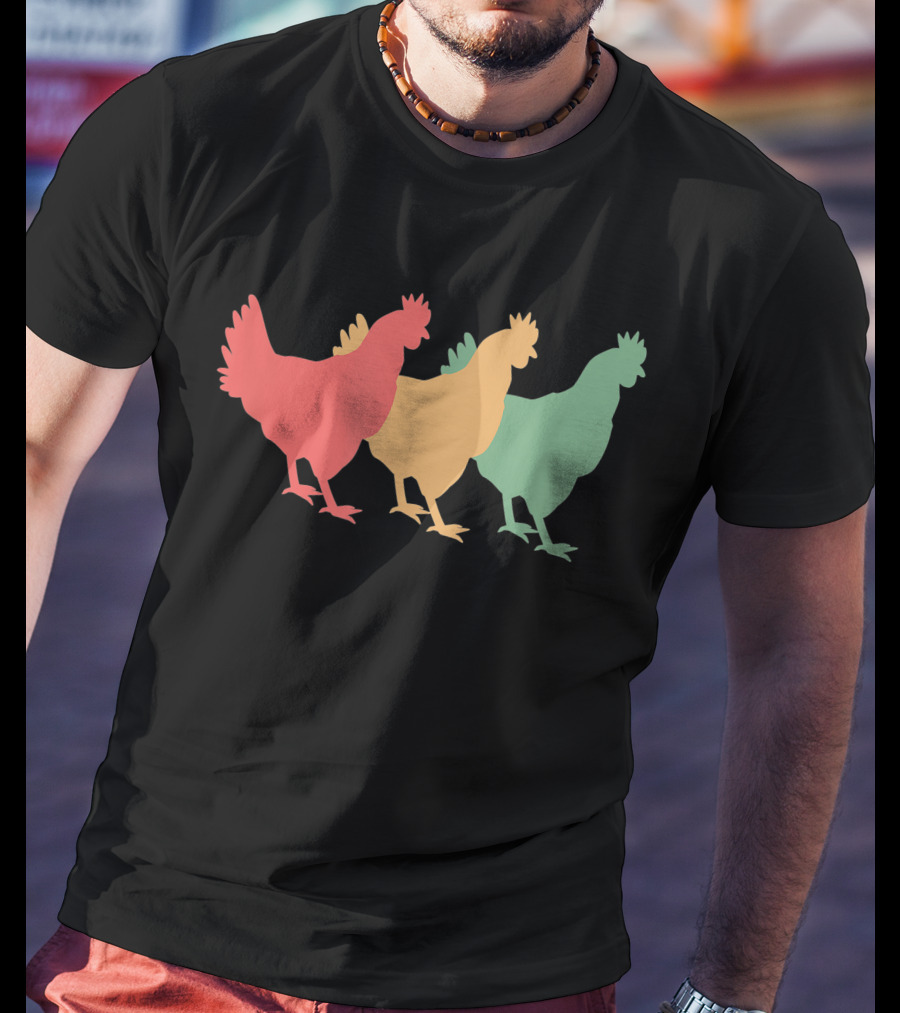 Funny Vintage Chicken Trio Retro T-Shirt