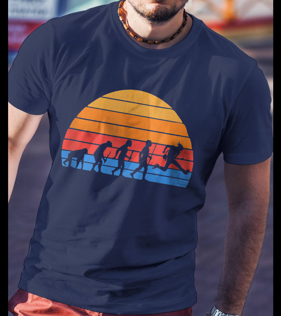 Guitarist Evolution Silhouette Retro Sunset T-Shirt