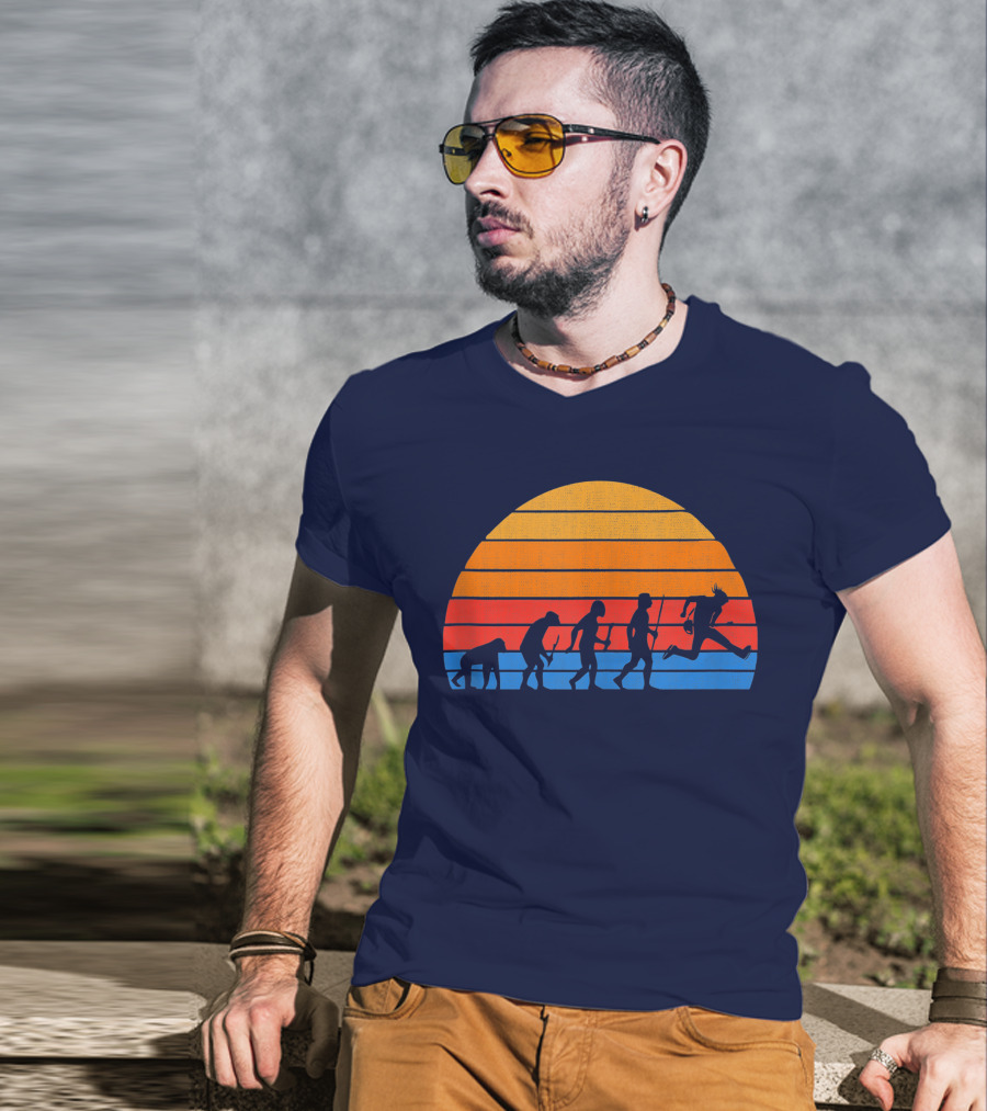 Guitarist Evolution Silhouette Retro Sunset T-Shirt