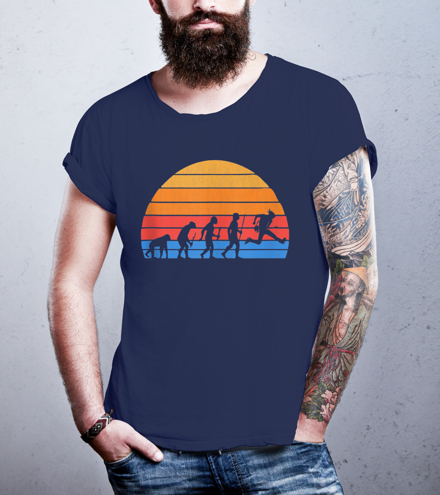 Guitarist Evolution Silhouette Retro Sunset T-Shirt